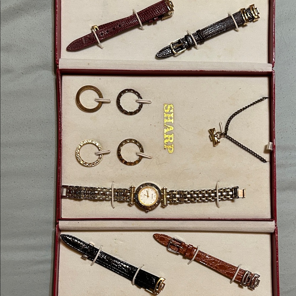 Sharp Ladies Gold-Tone Bracelet Watch with Interchangeable Straps